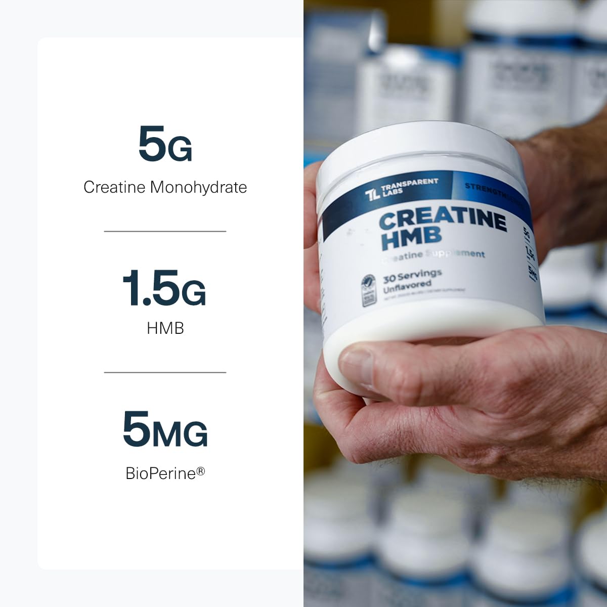 Transparent Labs Creatine HMB - Creatine Monohydrate with HMB | 30 Servings, Unflavored