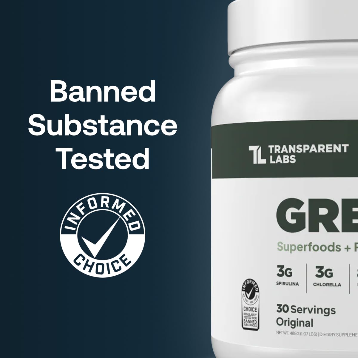 Transparent Labs Prebiotic Greens - Peach Mango, 30 Servings | Organic Spirulina, Chloerra, Acacia & Green Banana