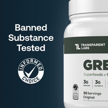 Transparent Labs Prebiotic Greens - Peach Mango, 30 Servings | Organic Spirulina, Chloerra, Acacia & Green Banana