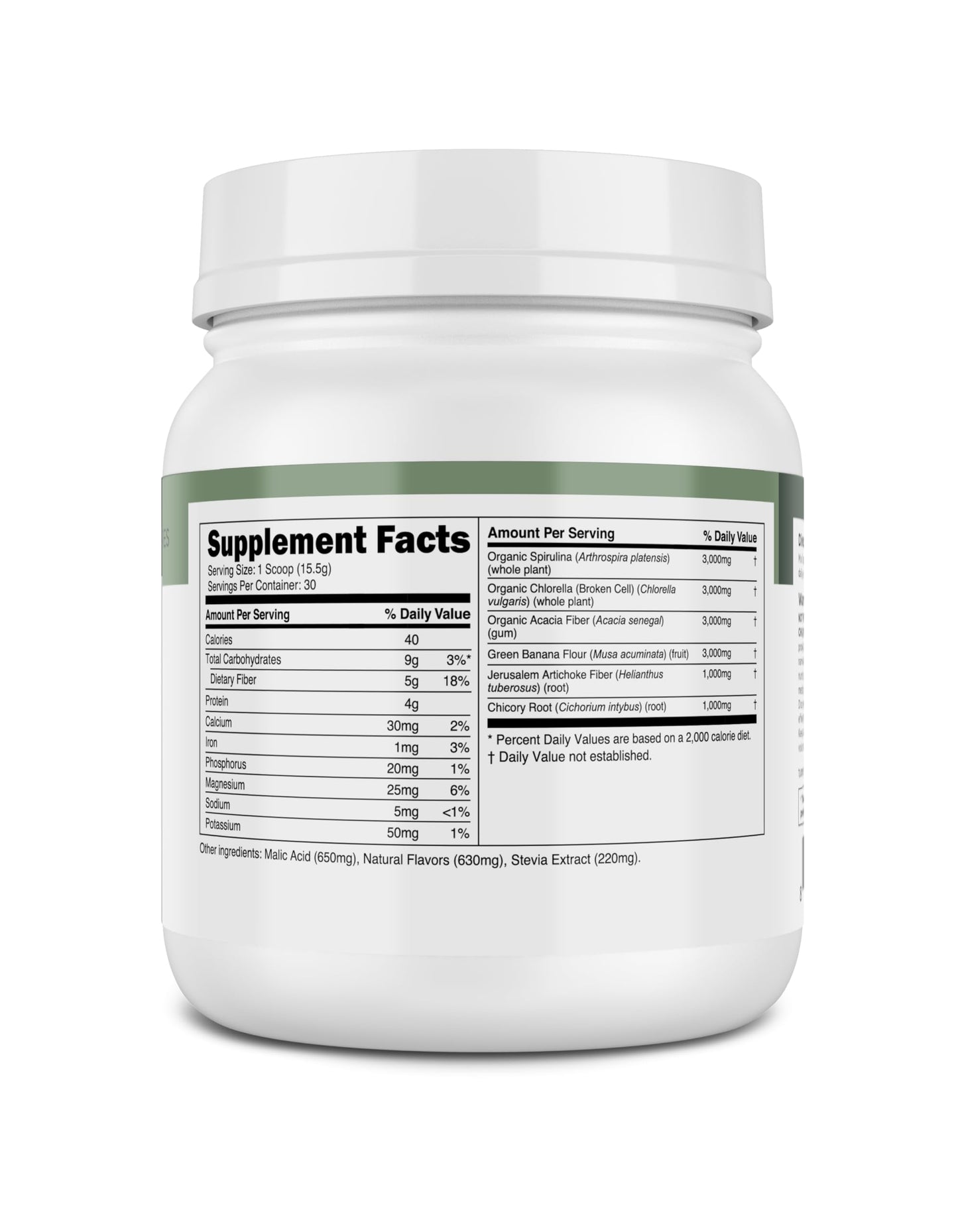 Transparent Labs Prebiotic Greens - Peach Mango, 30 Servings | Organic Spirulina, Chloerra, Acacia & Green Banana