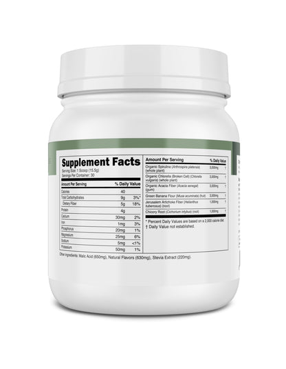 Transparent Labs Prebiotic Greens - Peach Mango, 30 Servings | Organic Spirulina, Chloerra, Acacia & Green Banana