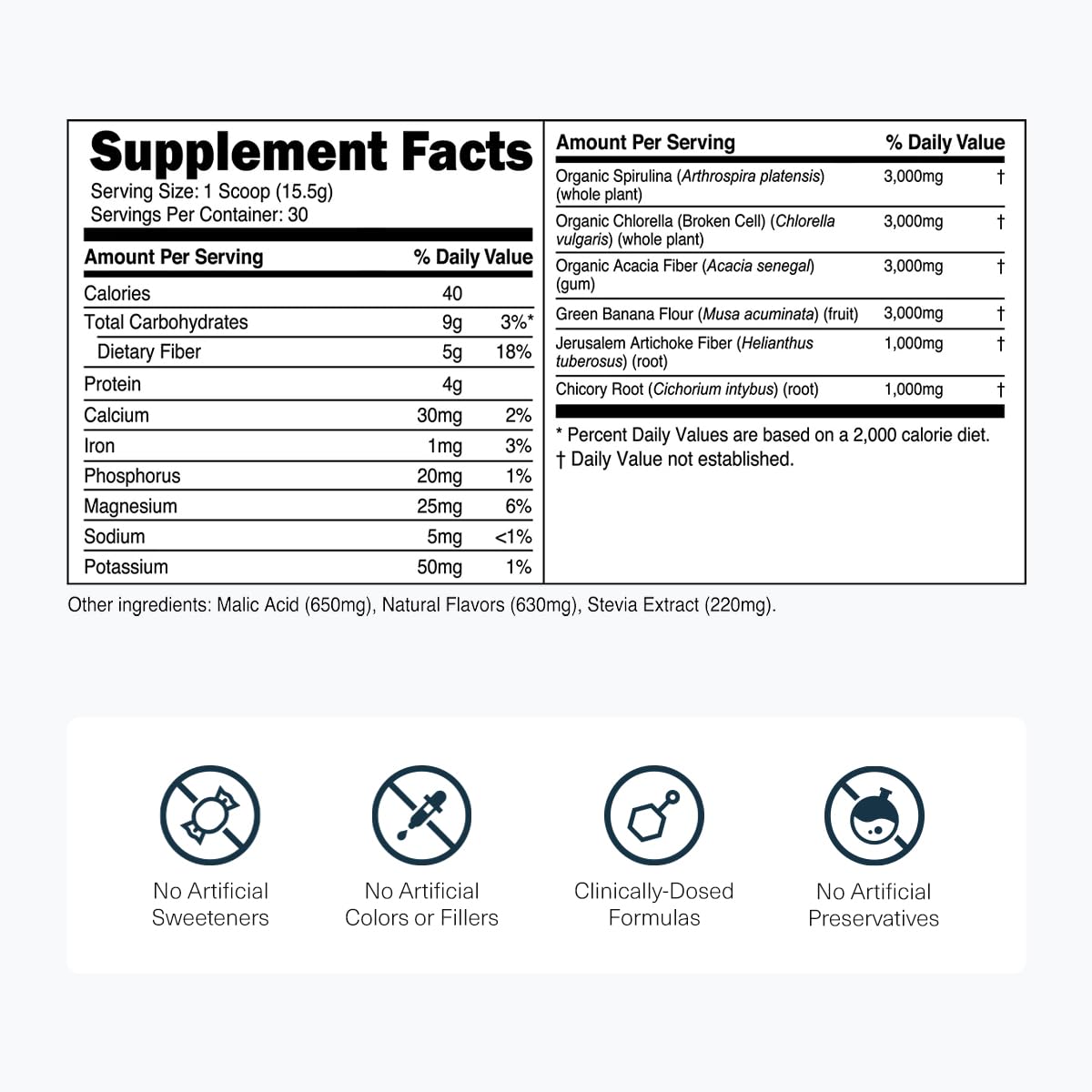 Transparent Labs Prebiotic Greens - Peach Mango, 30 Servings | Organic Spirulina, Chloerra, Acacia & Green Banana