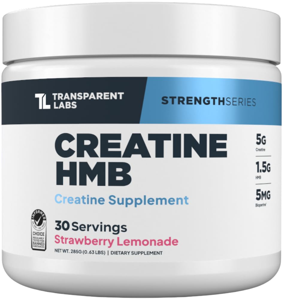 Transparent Labs Creatine HMB - Creatine Monohydrate with HMB, 30 Servings Strawberry Lemonade