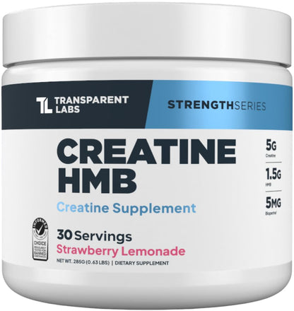 Transparent Labs Creatine HMB - Creatine Monohydrate with HMB, 30 Servings Strawberry Lemonade