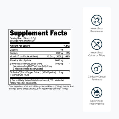 Transparent Labs Creatine HMB - Creatine Monohydrate with HMB, 30 Servings Strawberry Lemonade