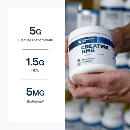 Transparent Labs Creatine HMB - Creatine Monohydrate with HMB, 30 Servings Strawberry Lemonade