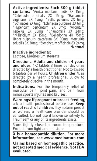 Traumeel Arnica 13 Natural Actives — 100 Tablets (2 Pack) Pain Relief