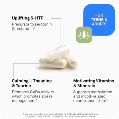 NeuroScience TravaCor Mood Support - L-Theanine, 5-HTP & GABA Support (60 Capsules)