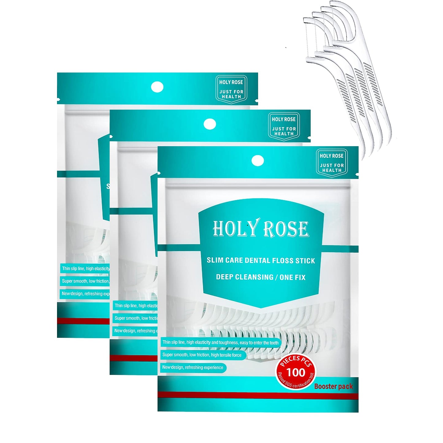 Travel Dental Floss Picks – 300 Count Bagged Floss Sticks | Holy Rose