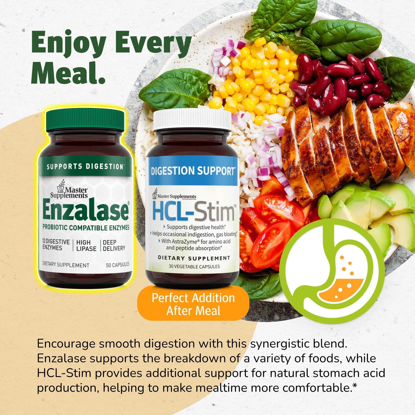 Enzalase Digestive Enzymes - 50 Capsules x3 | Probiotic Compatible, Gluten Free