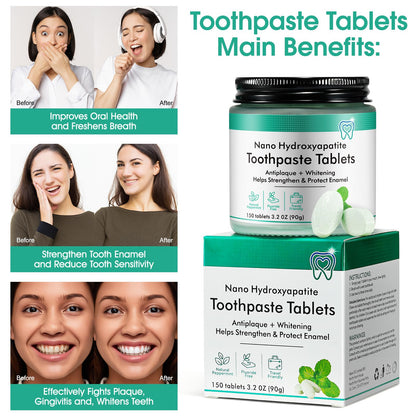 Hydroxyapatite Toothpaste Tablets – Natural Peppermint, Fluoride Free, Travel Friendly