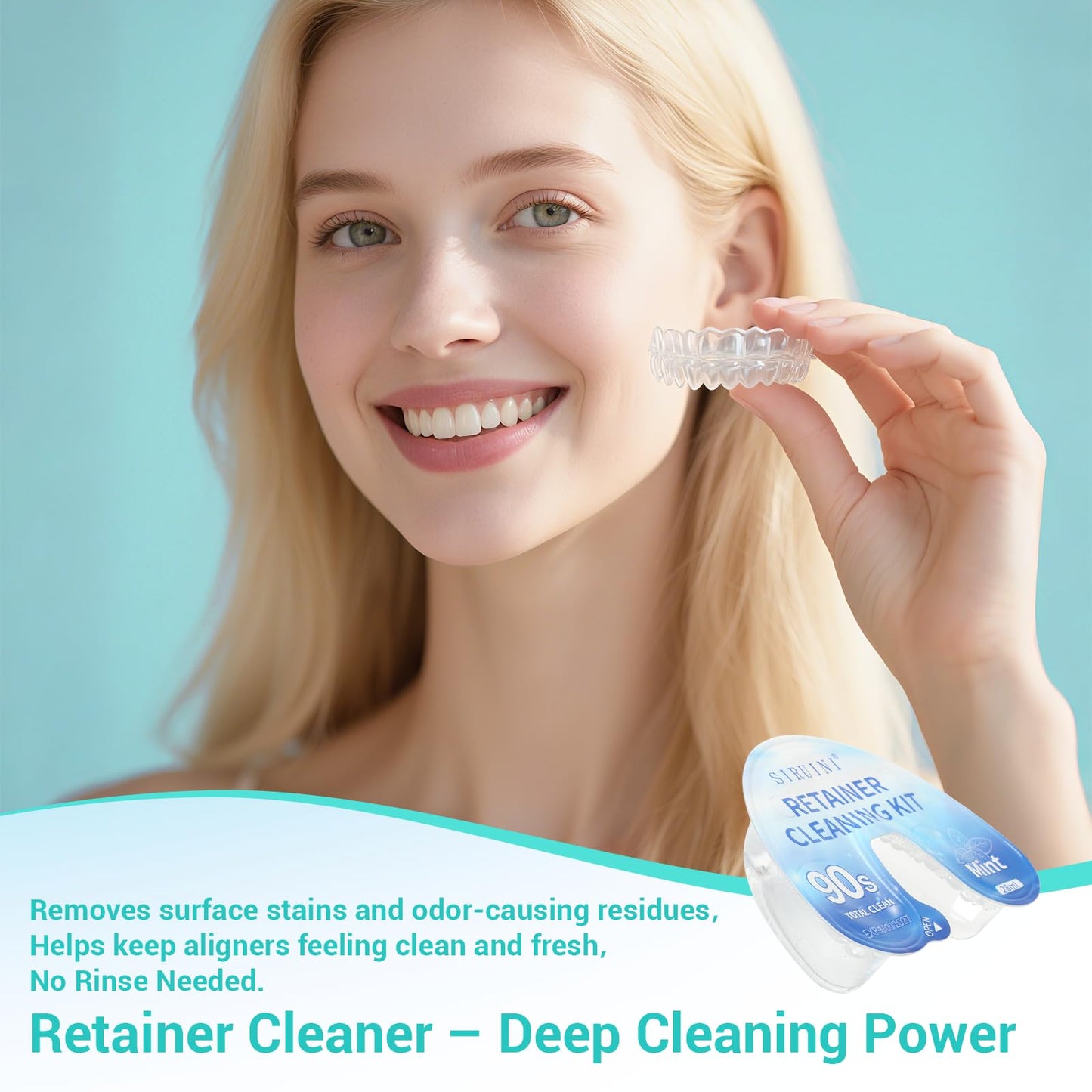 Travel Retainer Cleaner Mint – 10 Pcs | Clear Aligner & Mouth Guard Cleaner