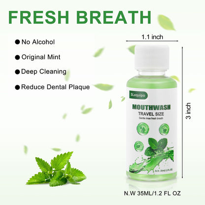 Travel Size Mouthwash Bulk – Mint 35ml/1.2fl oz, 10 Pack for Travel Toiletry Kits