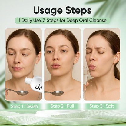 Spearmint Oil Pulling Rinse & Cold-Pressed Coconut Mouthwash for Teeth Whitening