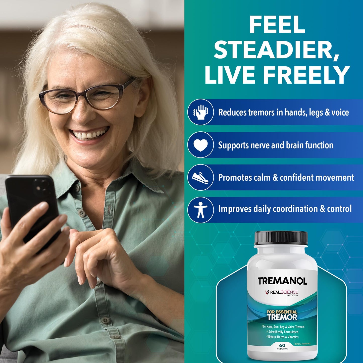 Tremanol Essential Tremor Relief – Natural Herbal Support (USA, 60 Capsules)