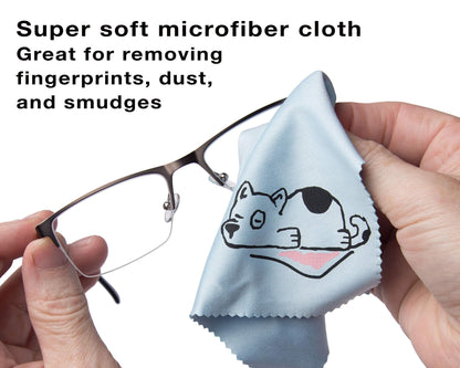 TreVee Microfiber Cleaning Cloths - 10-Pack (6x6) for Glasses, Screens & Lenses | Cute Dog Design