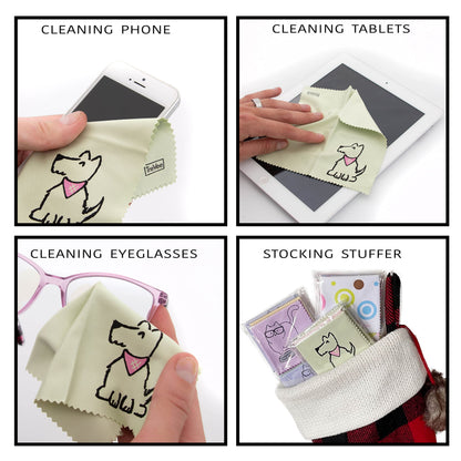 TreVee Microfiber Cleaning Cloths - 10-Pack (6x6) for Glasses, Screens & Lenses | Cute Dog Design