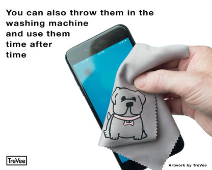 TreVee Microfiber Cleaning Cloths - 10-Pack (6x6) for Glasses, Screens & Lenses | Cute Dog Design