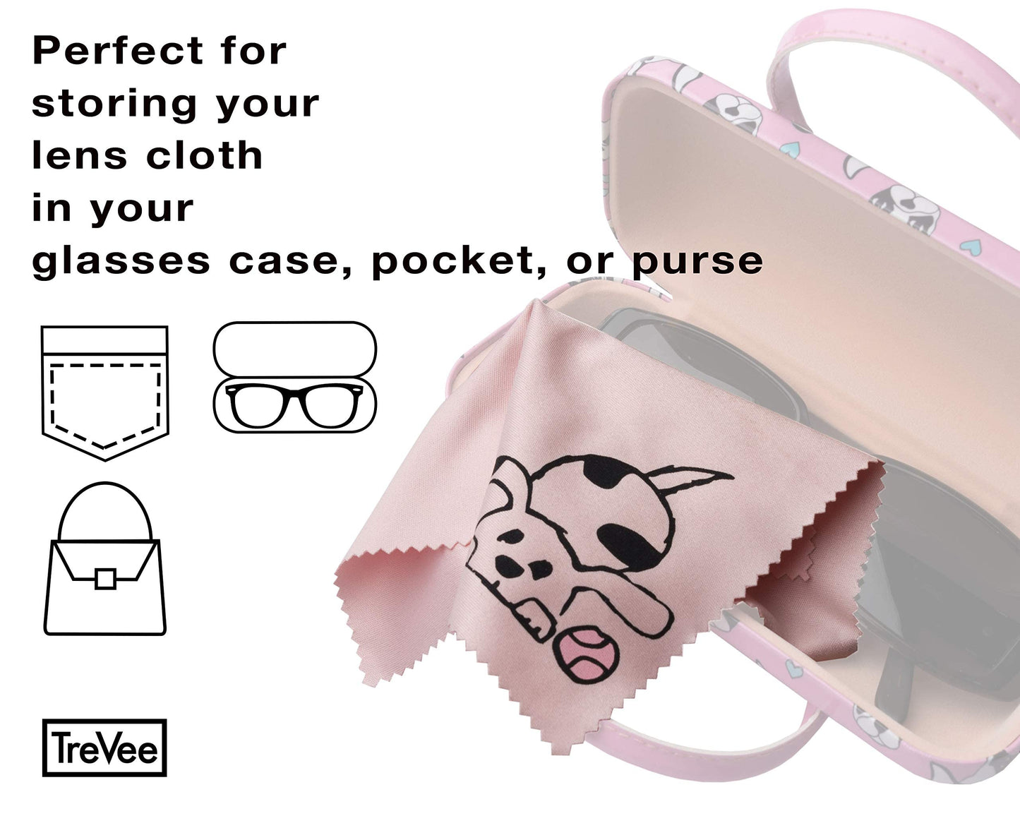 TreVee Microfiber Cleaning Cloths - 10-Pack (6x6) for Glasses, Screens & Lenses | Cute Dog Design