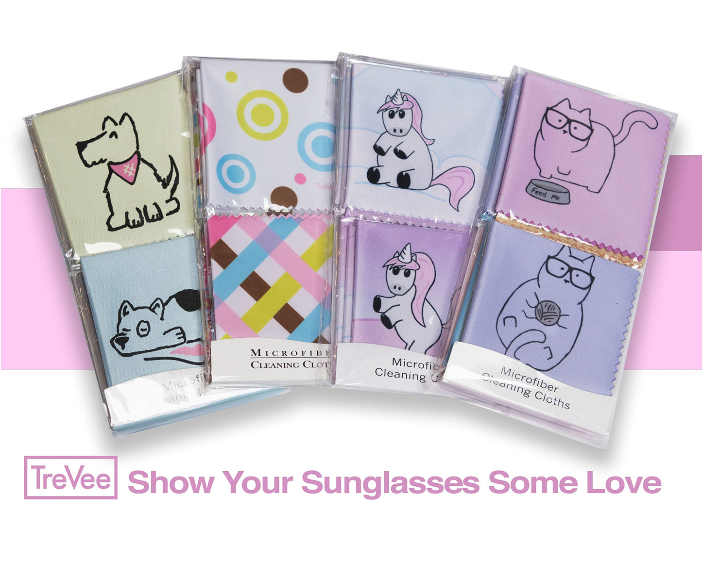 TreVee Microfiber Cleaning Cloths - 10-Pack (6x6) for Glasses, Screens & Lenses | Cute Dog Design