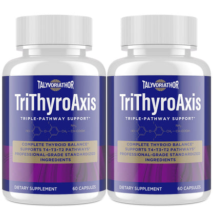TriThyroAxis Thyroid Support Supplement by Talyvoriathor – Triple-Pathway Formula for Energy & Metabolism – 60 Capsules (2 Bottles)