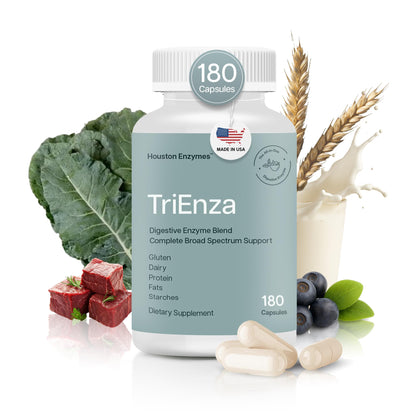 Houston Enzymes TriEnza Digestive Enzymes for Women & Men – 180 Capsules (90 Doses)