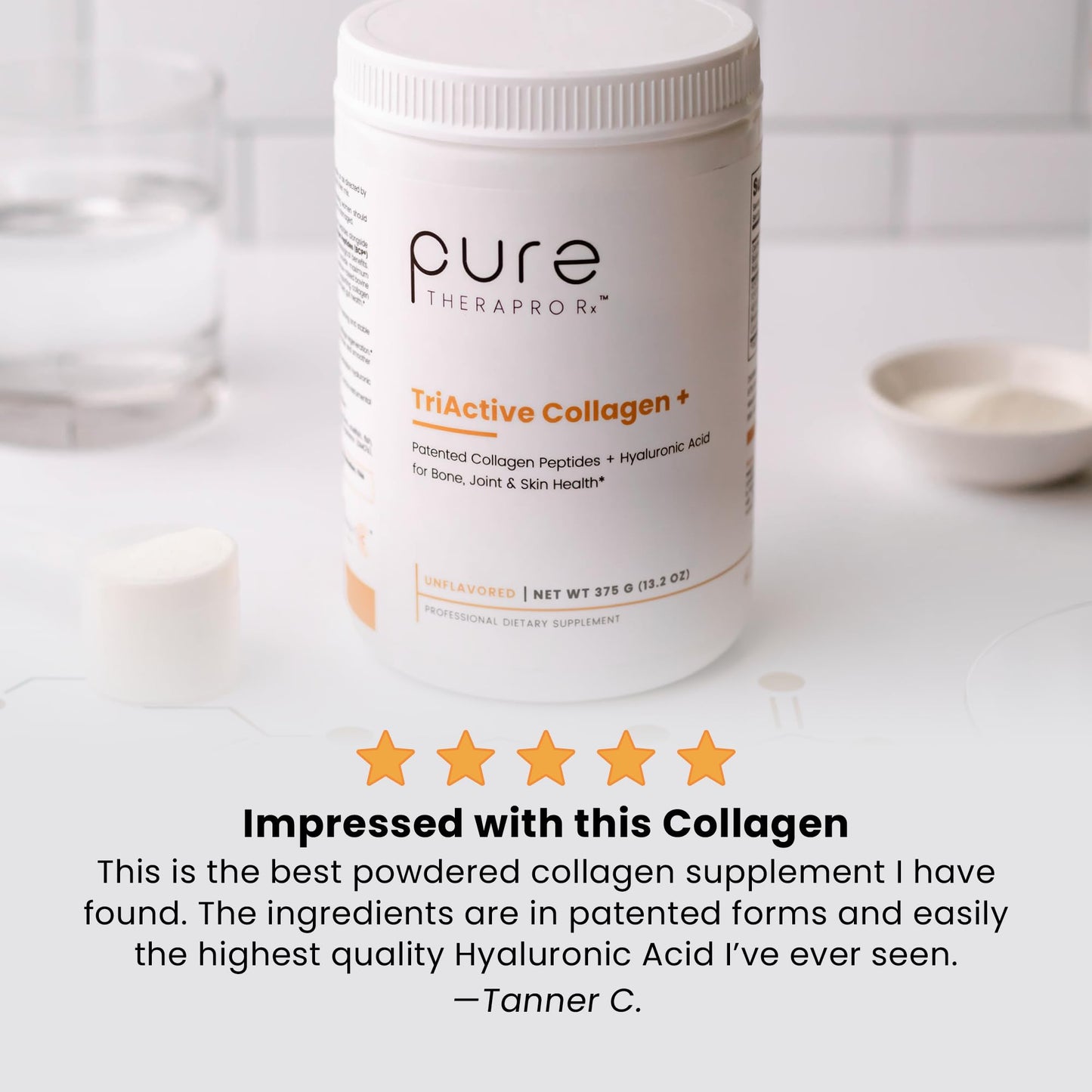 Pure Therapro Rx TriActive Collagen Plus – Unflavored Multi Collagen Powder, 30 Servings