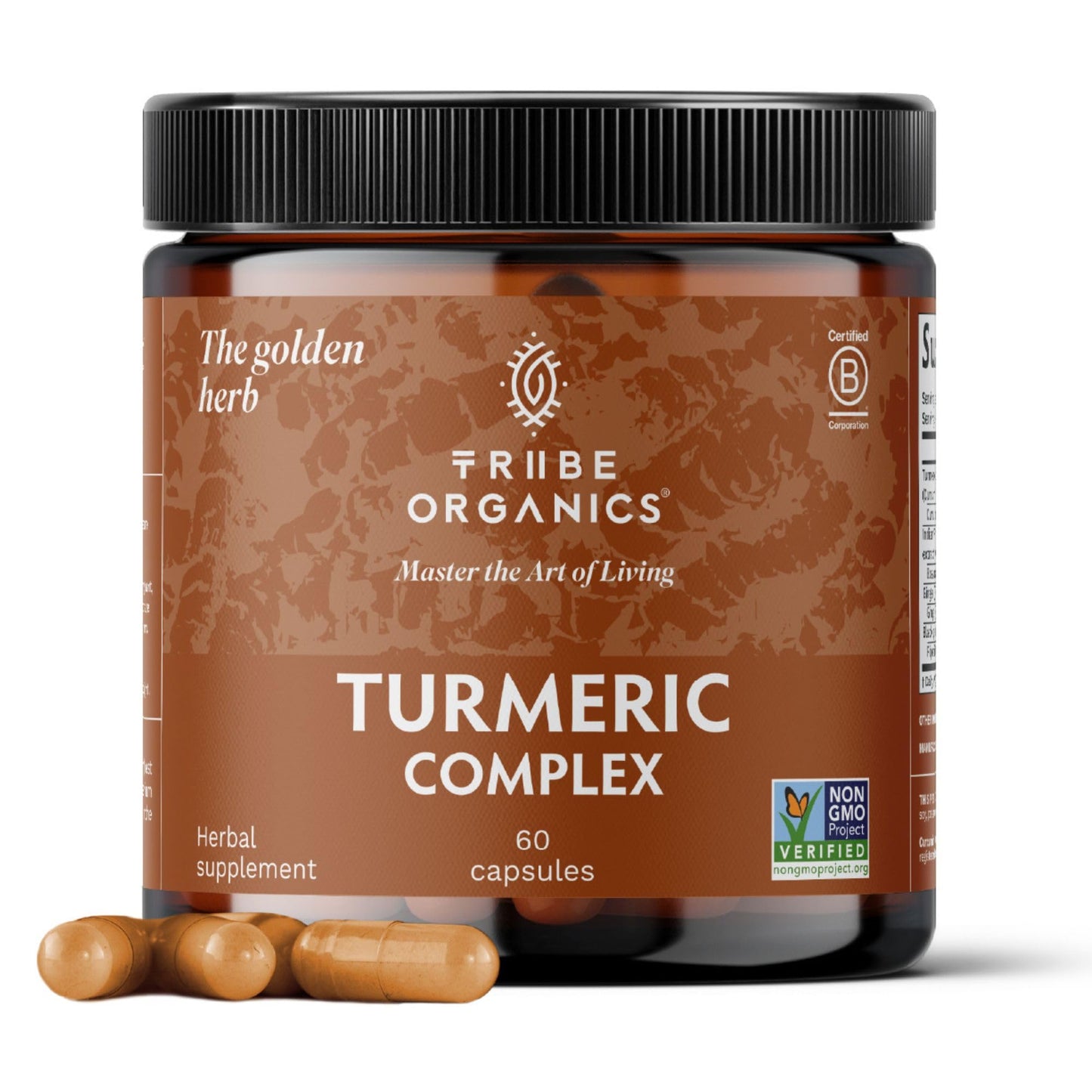 TRIBE ORGANICS Turmeric Curcumin C3 Complex with BioPerine 1050mg | Natural Joint Support | 95% Curcuminoids & Black Pepper for High Absorption | 60 Vegan Capsules