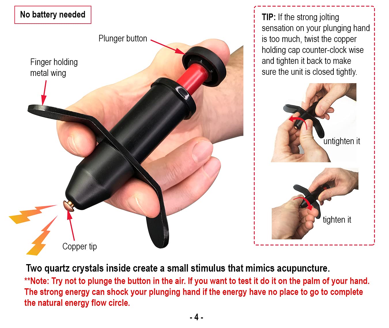 Trigger Point Stimulator Tool - Electric Current Sensation with No Needles No Battery (2 Packs)