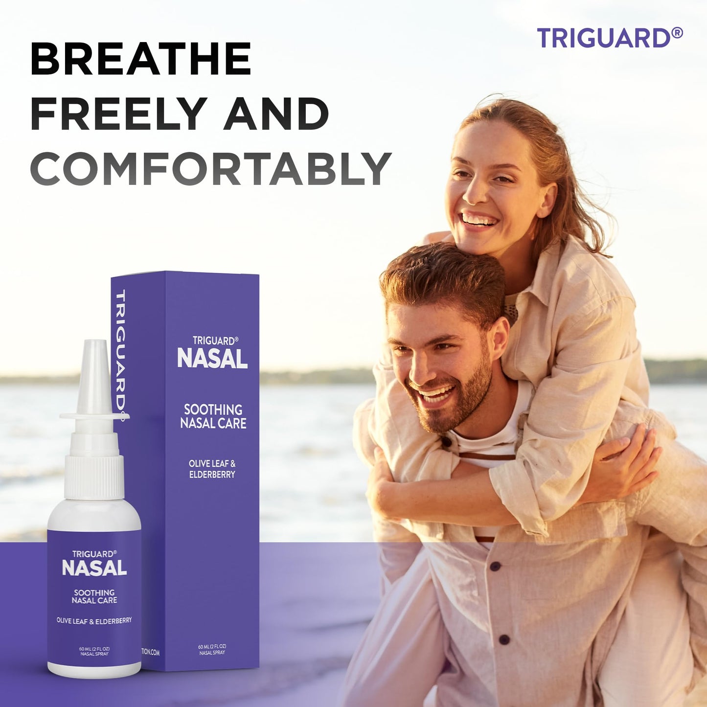 TriGuard Plus Colloidal Silver Nasal Spray – Olive Leaf & Elderberry – 2 oz / 60 ml – Made in USA