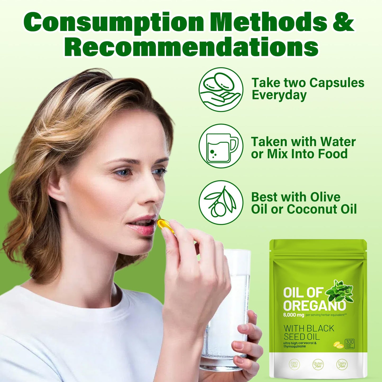Trihood Oil of Oregano and Black Seed Oil Softgels 300 — Max Strength Carvacrol Thymoquinone Blend | Made in USA