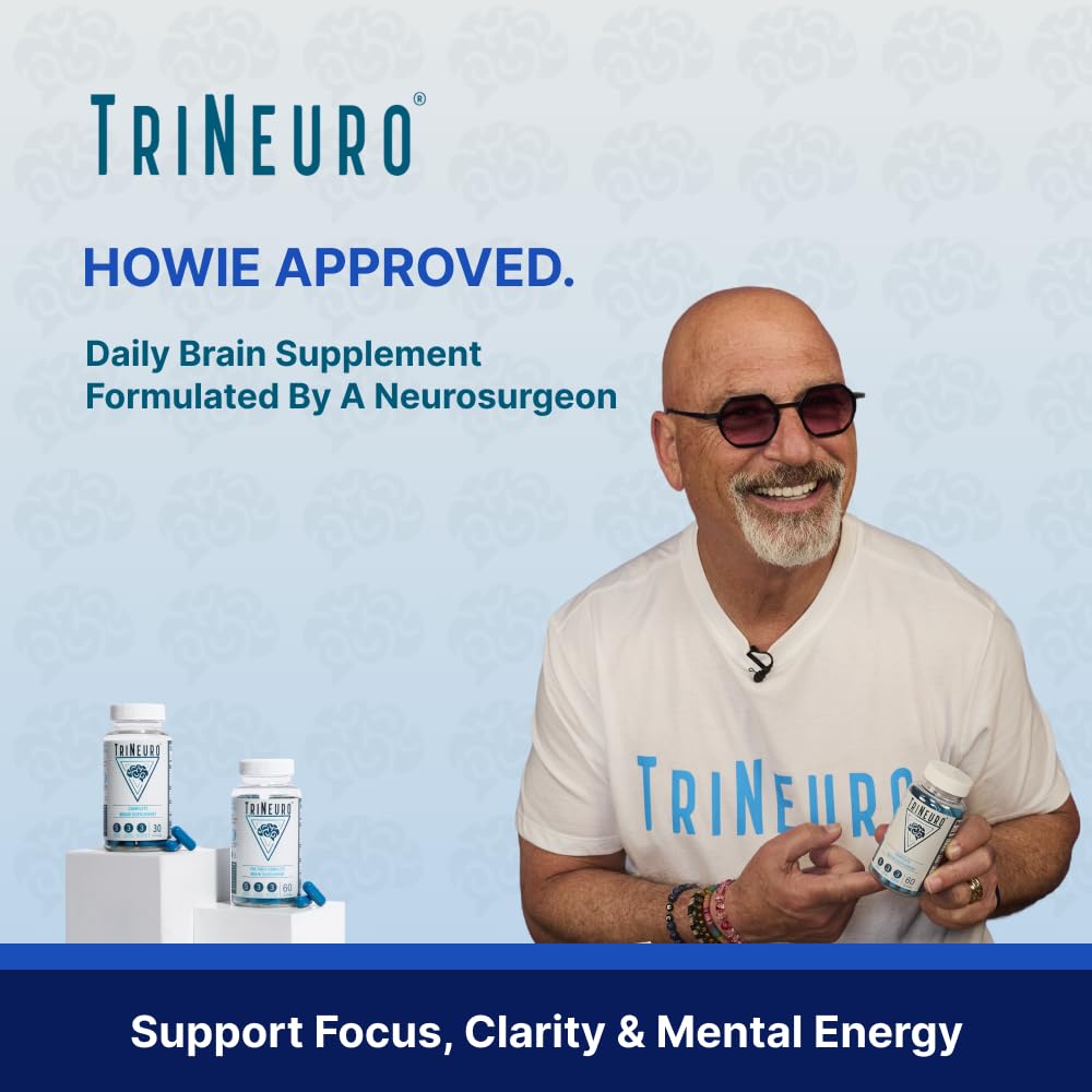 TriNeuro Daily Brain Supplement – NSF Certified Nootropic Formulated by Neurosurgeons (60 Servings)