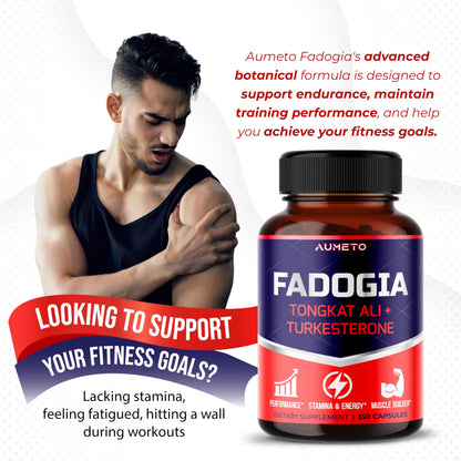 Fadogia Agrestis Supplement with Turkesterone, Tongkat Ali & D3 – Male Energy, Strength & Memory