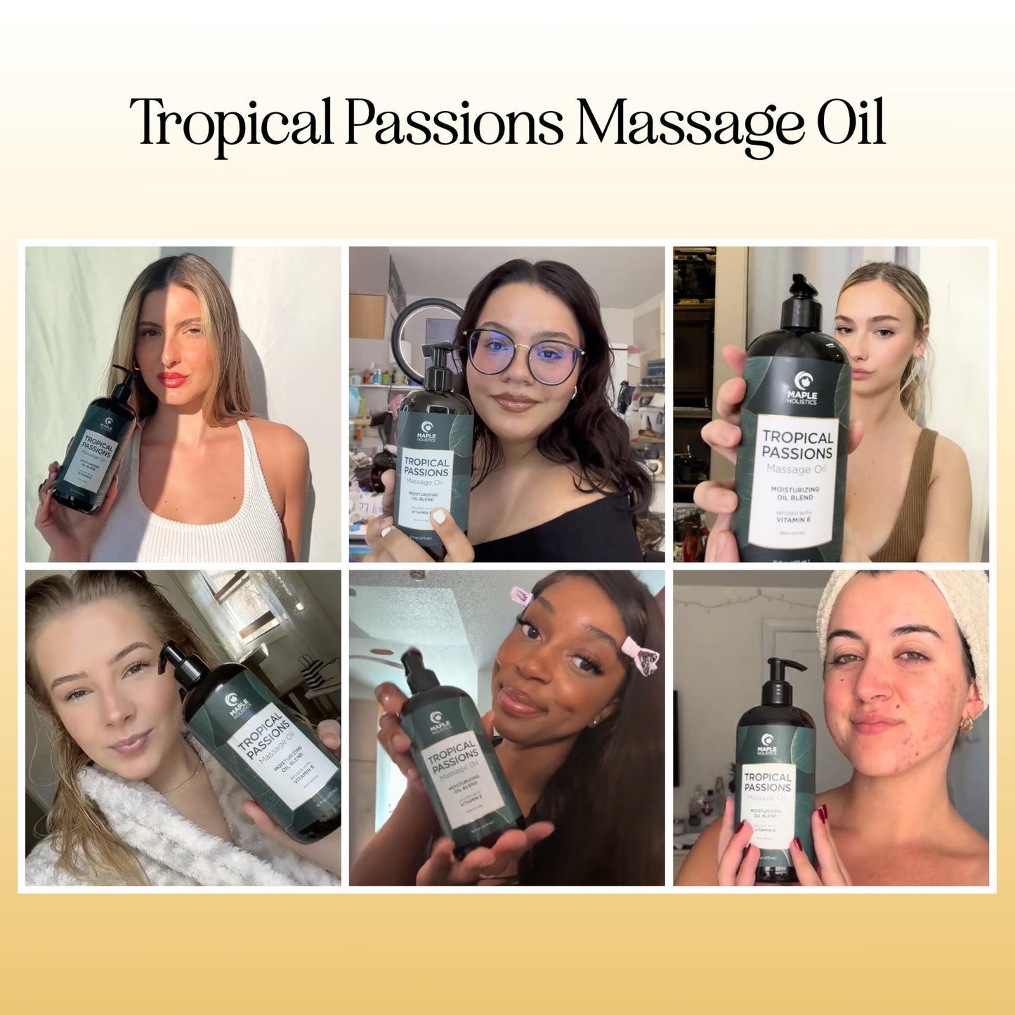 Tropical Massage Oil for Couples – Mango Scent, Coconut & Almond – 16 Fl Oz | Vegan, Gluten Free, Non-GMO