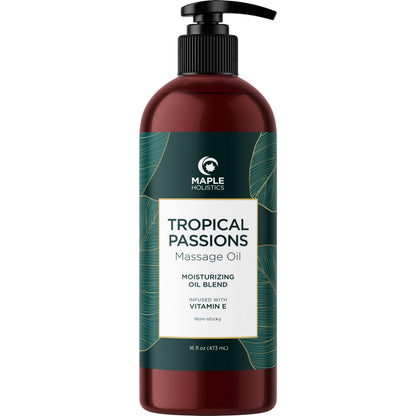 Tropical Massage Oil for Couples – Mango Scent, Coconut & Almond – 16 Fl Oz | Vegan, Gluten Free, Non-GMO