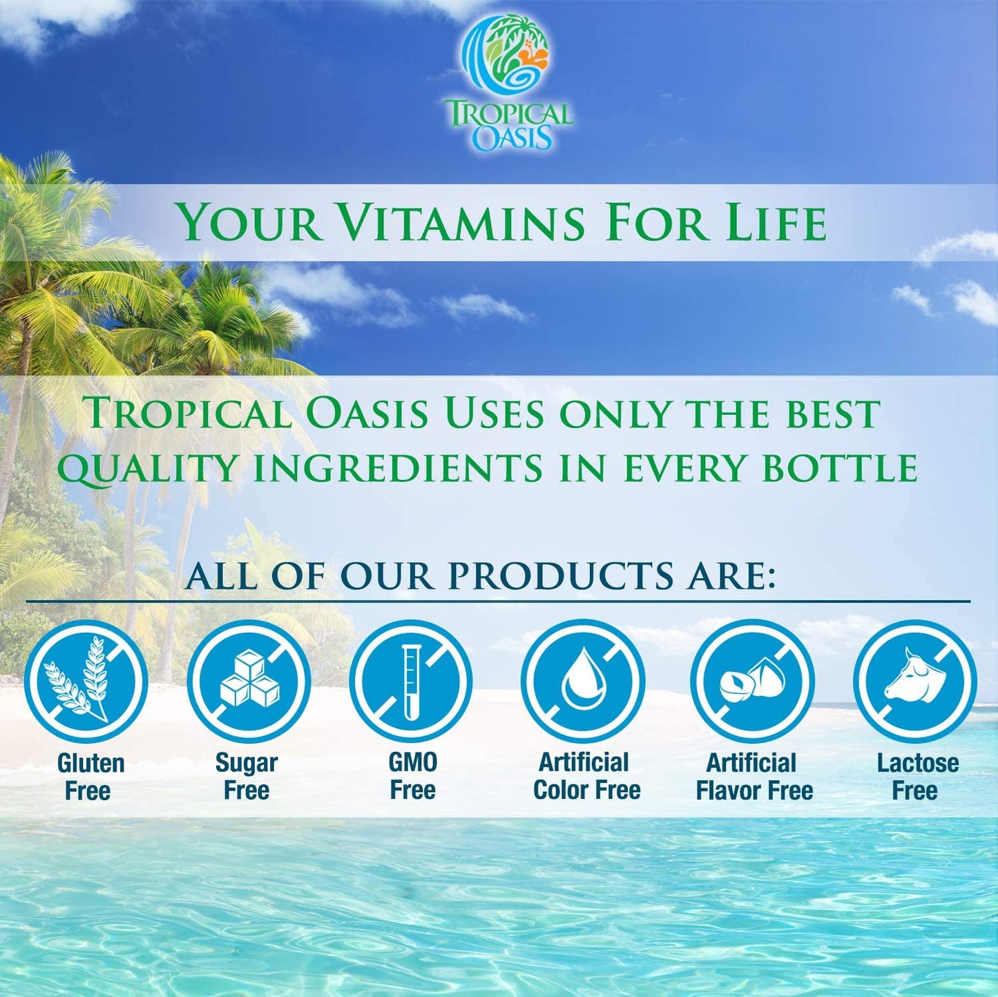Tropical Oasis Mega Premium Liquid Multivitamin – 1333% Vitamin C, 200% Vitamin D3, Zinc | 32 Servings | Sugar Free | Orange