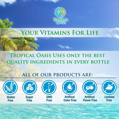 Tropical Oasis Premium Liquid Multivitamin for Women – Sugar Free, 98% Absorption, 32 Servings