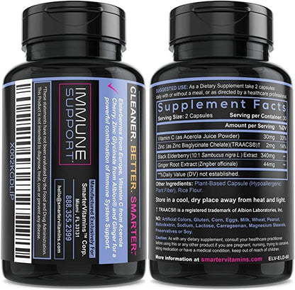 (3 Pack) Smarter Elderberry Capsules + Vitamin C & Zinc – 180 Vegan Pills