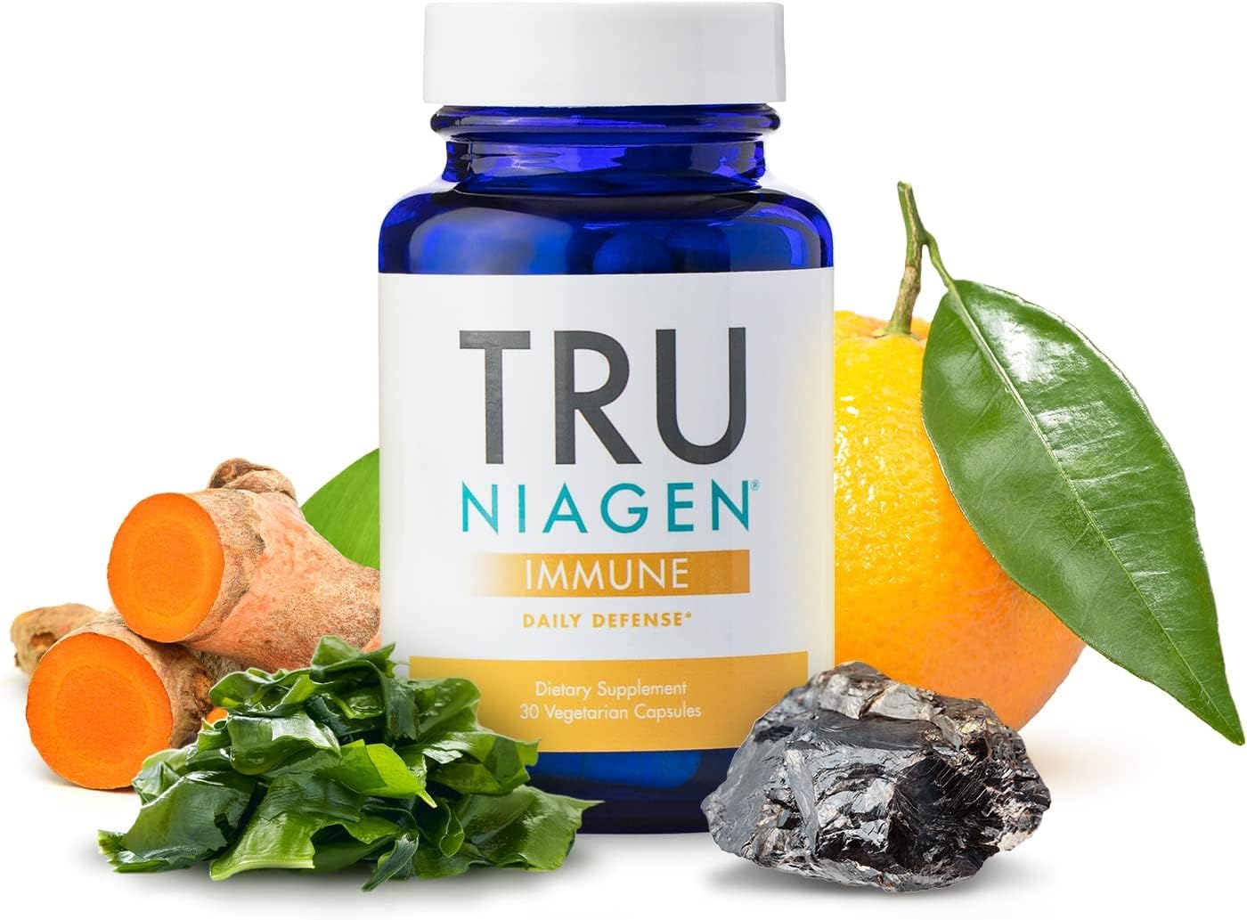 TRU NIAGEN Immune Support - NAD+ Boost, Vitamin C from Fermentation, Vitamin D3 2000 IU, Zinc, Theracurmin | 30ct