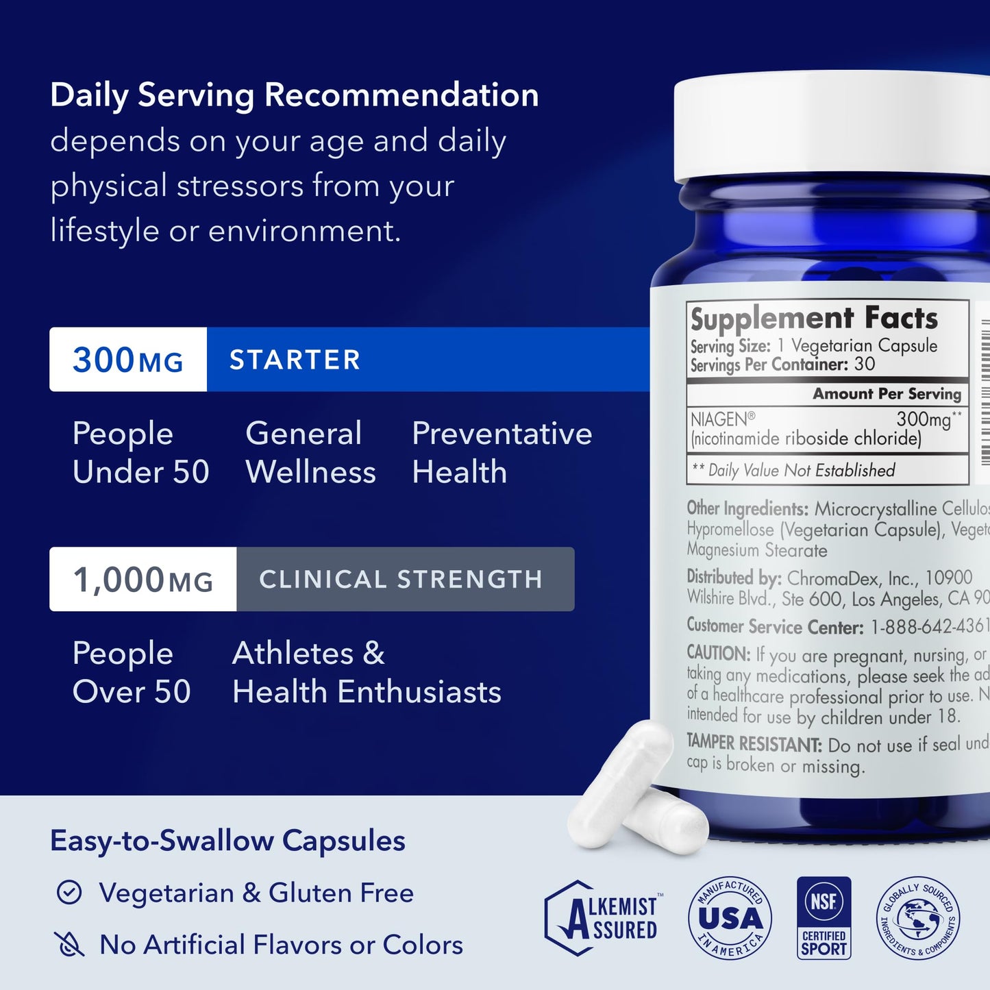 TRU NIAGEN NAD+ Booster – 300mg NR for Cellular Energy, Brain & Muscle Support | 30 Servings (3 Bottles)