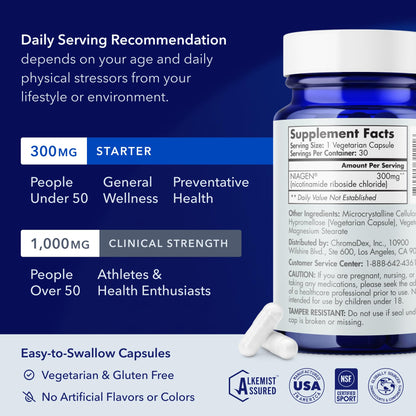 TRU NIAGEN NAD+ Booster – 300mg NR for Cellular Energy, Brain & Muscle Support | 30 Servings (3 Bottles)