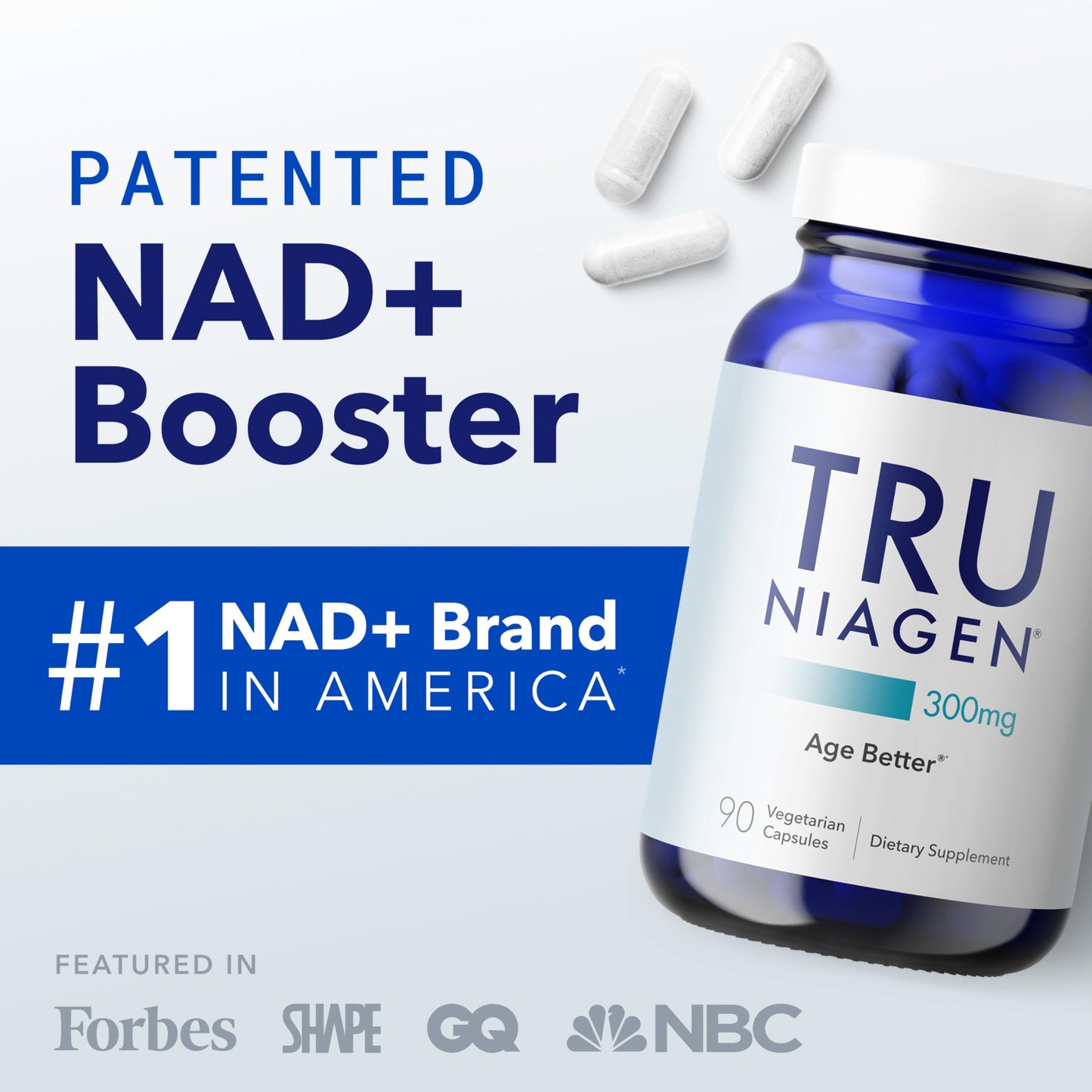 Tru Niagen NAD+ Supplement 300 mg – 2 Bottles, 90 Servings | Cellular Energy, Brain & Muscle
