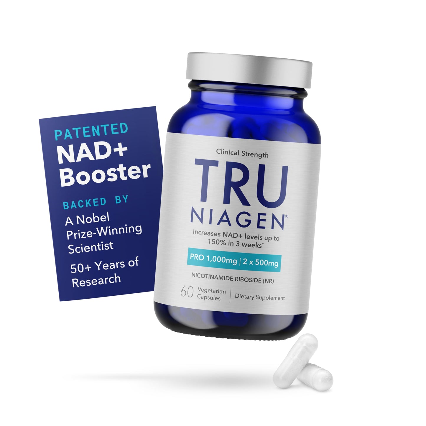 TRU NIAGEN PRO NAD+ Supplement – Anti-Aging, Cellular Energy, 2x500mg Niagen (NR), 30 Servings