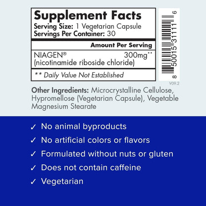 TRU NIAGEN NAD+ Supplement | Niagen NR for Cellular Energy, Brain & Muscle Health | 60 Servings | 2 Bottles