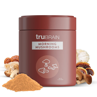 TruBrain Morning Mushrooms: Coffee Alternative with Superfoods & Adaptogens | USA-Grown Lion's Mane, Chaga, Cordyceps, Reishi