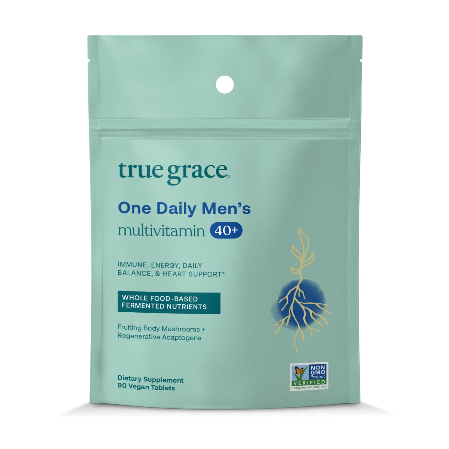 True Grace Men's 40+ One Daily Multivitamin with Fermented Minerals & Organic Adaptogens – 90 Veg Tablets