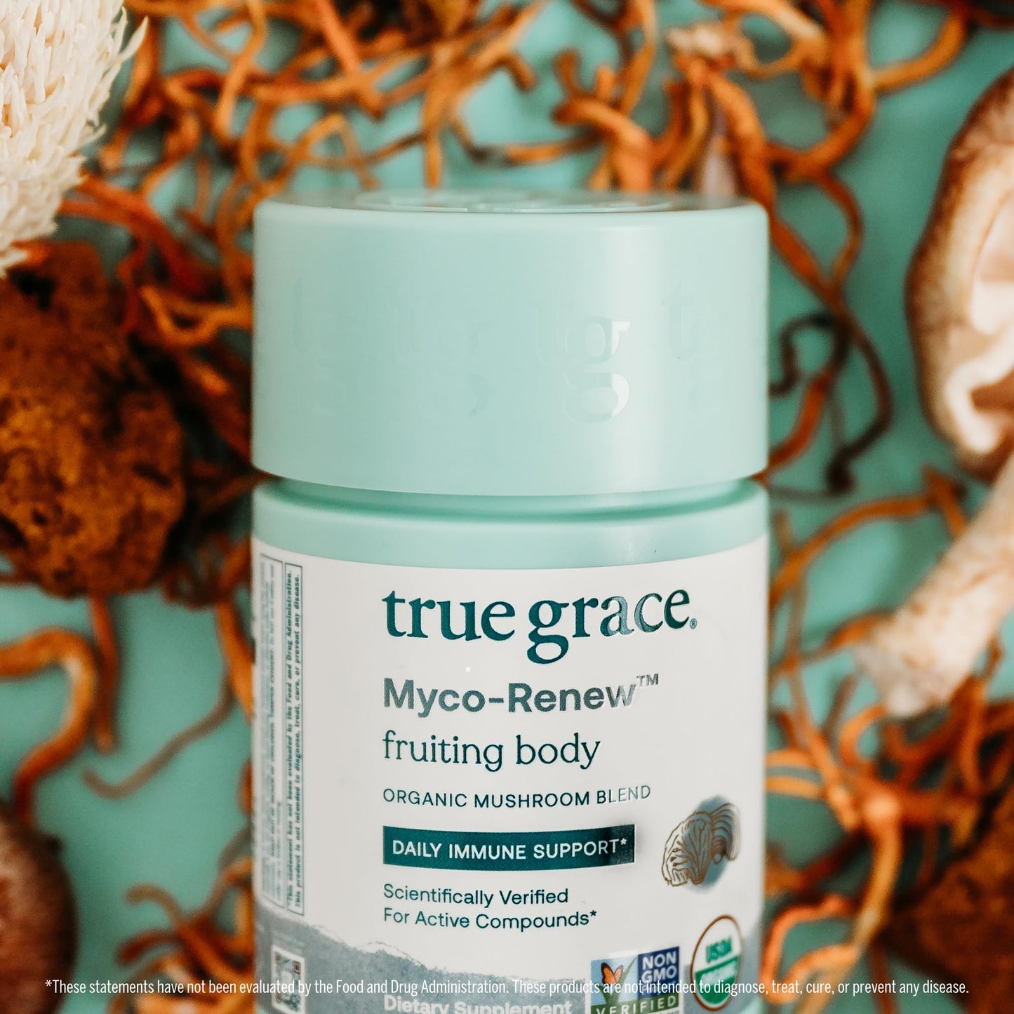 True Grace Mushroom Myco-Renew Blend Daily Immune Support - 120 Count Capsules - Organic