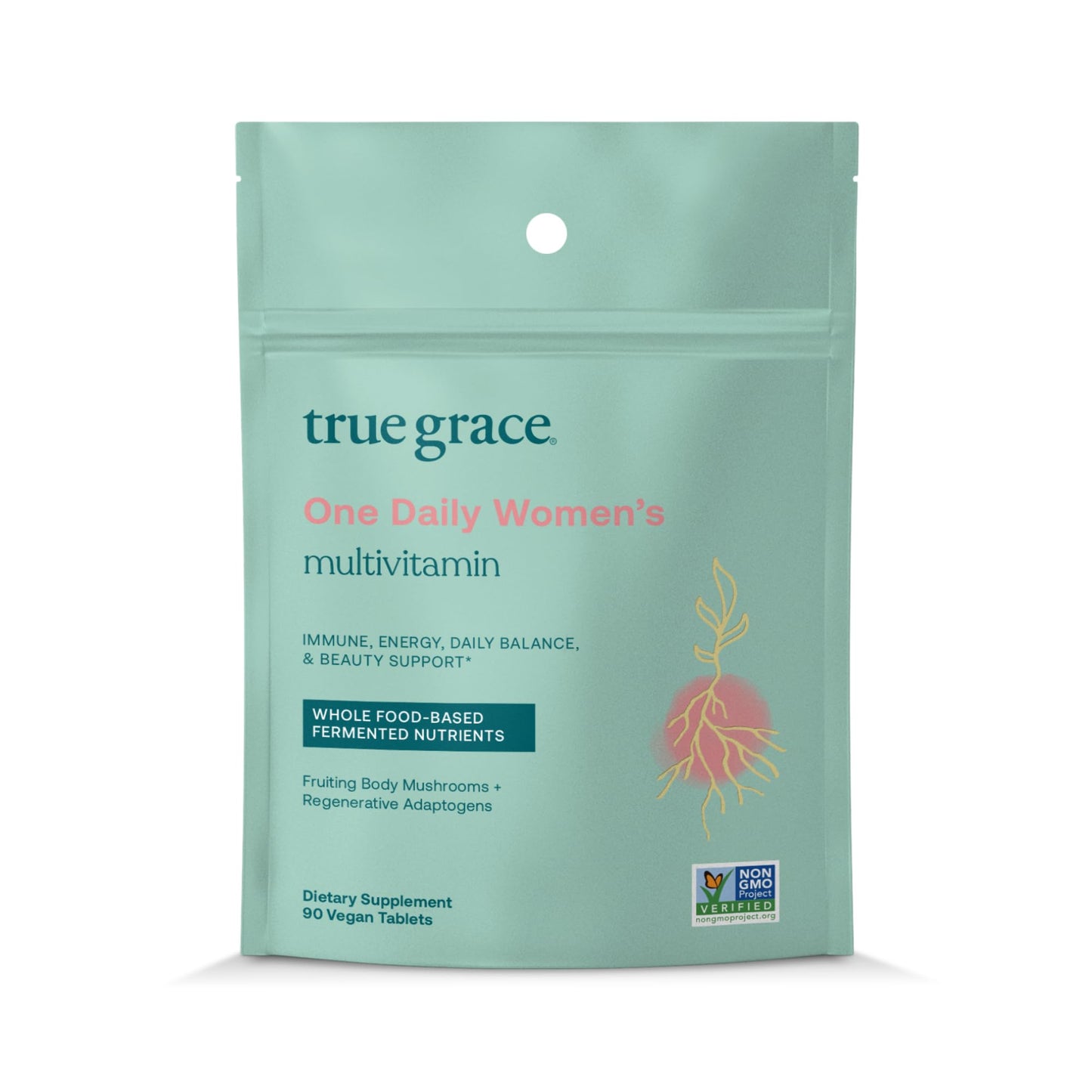True Grace One Daily Women’s Multivitamin with Fermented Minerals, Organic Adaptogens & Mushroom Blend – 90 Vegan Tablets