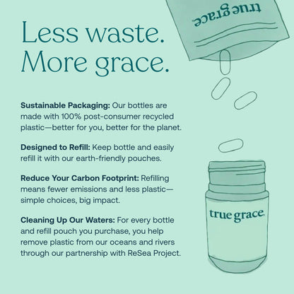 True Grace One Daily Women’s Multivitamin with Fermented Minerals, Organic Adaptogens & Mushroom Blend – 90 Vegan Tablets