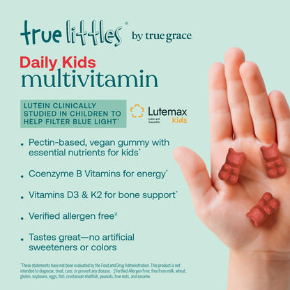 True Grace True Littles Daily Kids Multi - 120 Pectin Gummies | Immune, Cognitive, Bone & Eye Support